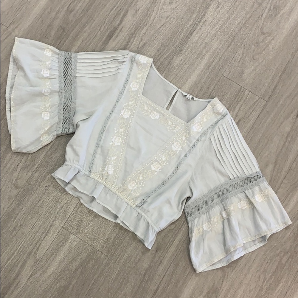 AEO embroidered gauzy peplum top